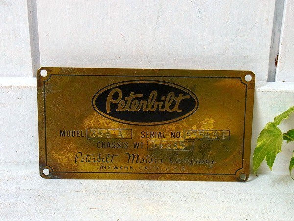 【Peterbilt】ピータービルト・真鍮製・ヴィンテージ・サインプレート　USA