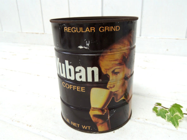 【Yuban・COFFEE・美女】ユーバン・ティン製・ヴィンテージ・コーヒー缶・USA