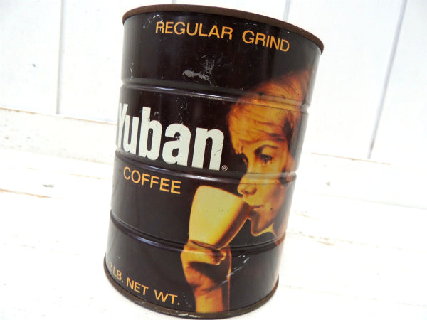【Yuban・COFFEE・美女】ユーバン・ティン製・ヴィンテージ・コーヒー缶・USA