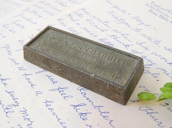 【MARINE WORK】ペーパーウェイト・USA・アンティーク・文鎮・錫製・エンボス