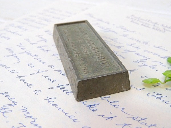 【MARINE WORK】ペーパーウェイト・USA・アンティーク・文鎮・錫製・エンボス