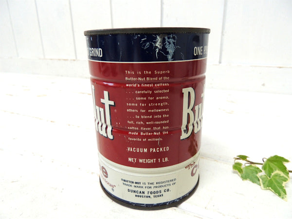 【Butter-Nut Coffee/テキサス】ブリキ製・ビンテージ・コーヒー缶/ガーデニング/容器