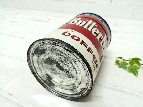 【Butter-Nut Coffee/テキサス】ブリキ製・ビンテージ・コーヒー缶/ガーデニング/容器
