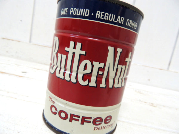 【Butter-Nut Coffee/テキサス】ブリキ製・ビンテージ・コーヒー缶/ガーデニング/容器
