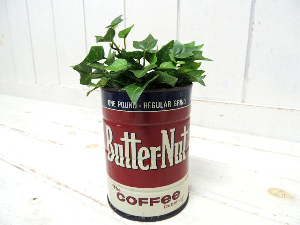 【Butter-Nut Coffee/テキサス】ブリキ製・ビンテージ・コーヒー缶/ガーデニング/容器