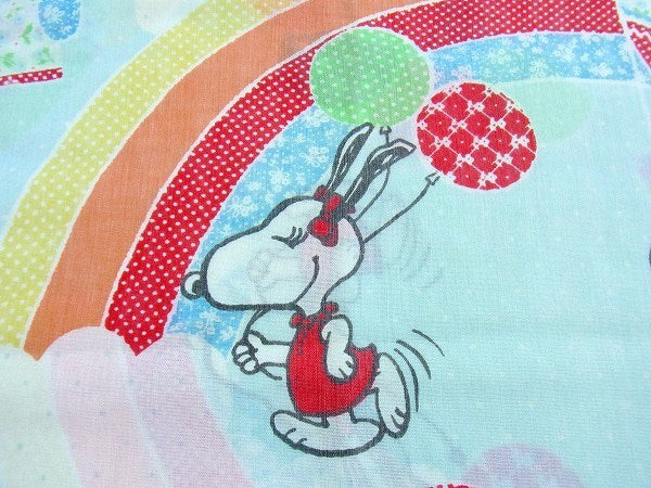 【スヌーピー&ベル】レインボー&気球柄・ヴィンテージ・USEDピロケース/枕カバー USA
