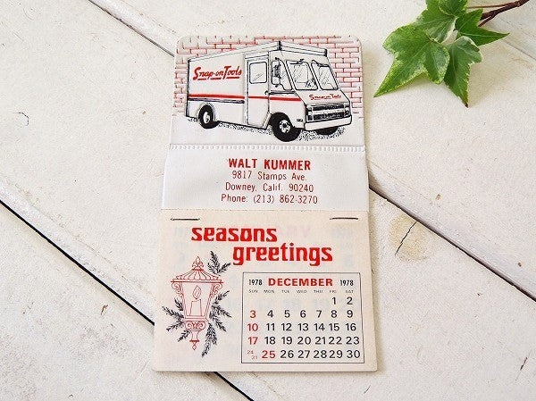 1970年代 Snap-on スナップオン ノベルティ 1978 ビンテージ カレンダー 自動車 VAN USA