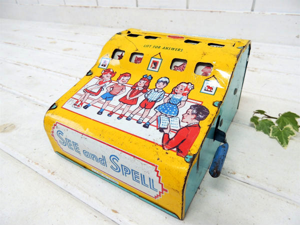 1950's・SEE and SPELL 男の子&女の子・ブリキ製・レジスター・おもちゃ・教材 US