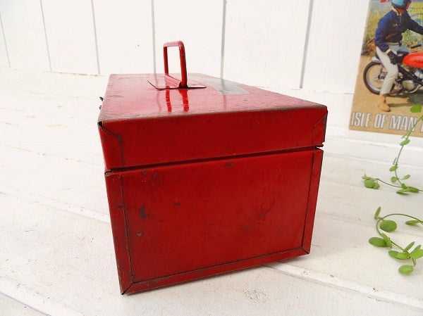 USA・赤色・ブリキ製・ヴィンテージ・ツールボックス/工具箱/インダストリアル