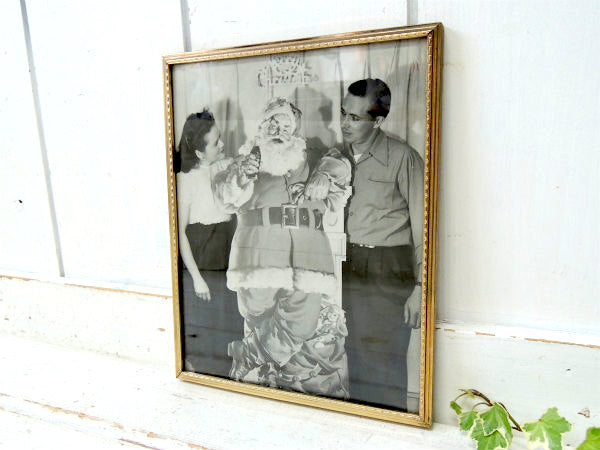 US コカコーラ クリスマス サンタクロース アドバタイジング 写真 フォトフレーム アンティーク 額