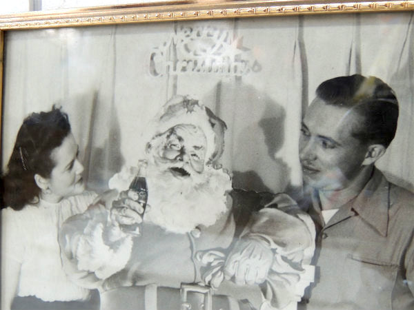 US コカコーラ クリスマス サンタクロース アドバタイジング 写真 フォトフレーム アンティーク 額