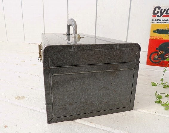 【DUNLAP】グレーメタリック×レッド・2段式・ビンテージ・ツールボックス/ツールケース/工具箱