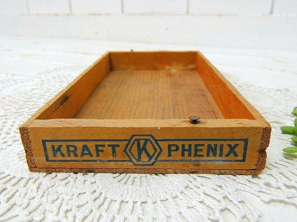 フィラデルフィア・クリームチーズ・浅いタイプのヴィンテージ・チーズボックス/木箱④