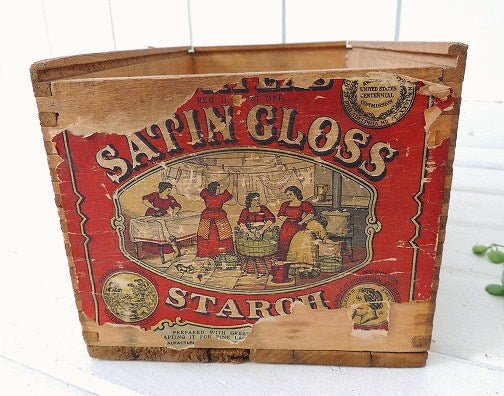 【DURYEAS/N.Y】コーンスターチ・あられ組み・アンティーク・ウッドボックス/木箱 USA