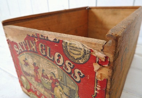 【DURYEAS/N.Y】コーンスターチ・あられ組み・アンティーク・ウッドボックス/木箱 USA