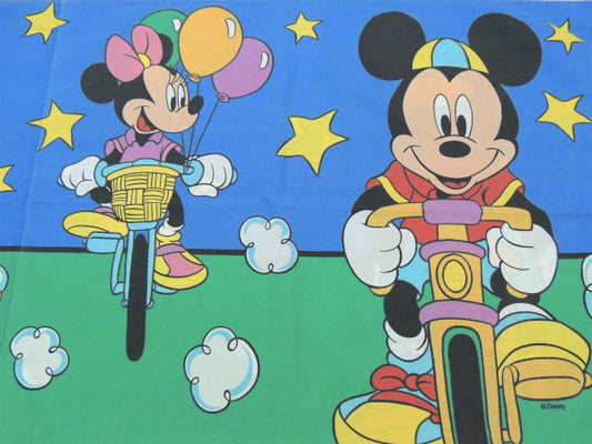 【ミッキー&ミニー】自転車&サイクリング柄&風船柄・ヴィンテージ・ピロケース/枕カバーUSA