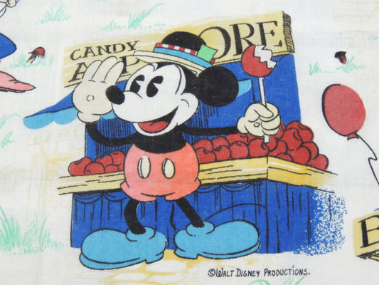 【OLDミッキーマウス】ミッキー&フレンズ・お祭り柄・ヴィンテージ・カーテン/生地/ファブリック
