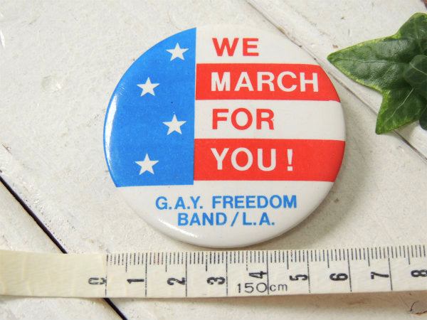 WE MARCH FOR YOU! フリーダムバンド・ヴィンテージ・缶バッジ・星条旗・SEXY