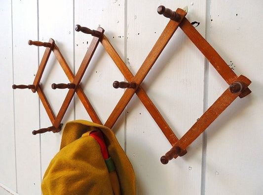 木製・ジャバラ式・アンティーク・ハットラック/コートフック USA