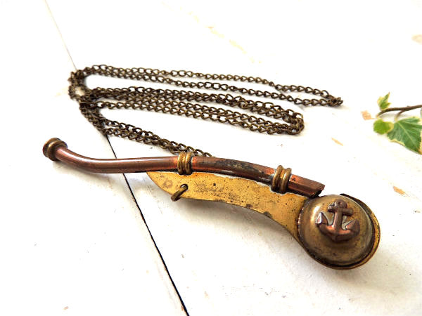 ホイッスル 海軍 ドイツ軍 ゴールドチェーン付き 海軍信号兵用号笛 イカリマーク ヴィンテージ アクセサリー