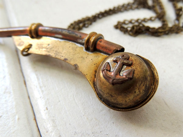 ホイッスル 海軍 ドイツ軍 ゴールドチェーン付き 海軍信号兵用号笛 イカリマーク ヴィンテージ アクセサリー