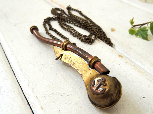 ホイッスル 海軍 ドイツ軍 ゴールドチェーン付き 海軍信号兵用号笛 イカリマーク ヴィンテージ アクセサリー