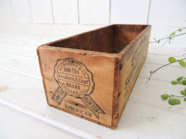 【SANDWICH LOAF CHEESE】4面ロゴ入り・アンティーク・チーズボックス/木箱