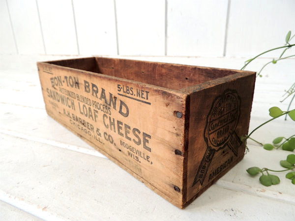【SANDWICH LOAF CHEESE】4面ロゴ入り・アンティーク・チーズボックス/木箱