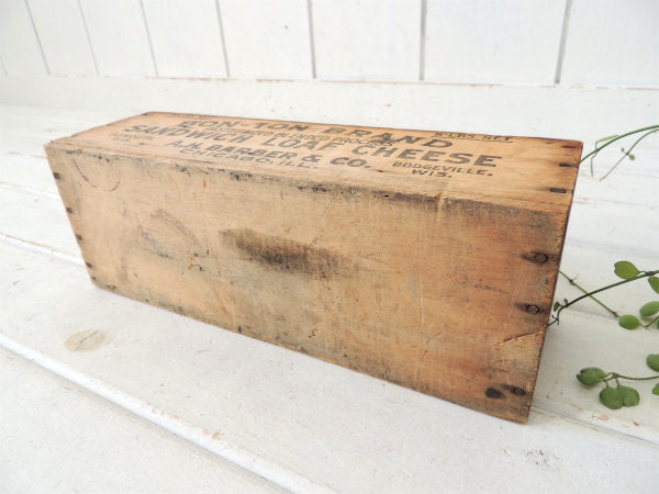 【SANDWICH LOAF CHEESE】4面ロゴ入り・アンティーク・チーズボックス/木箱