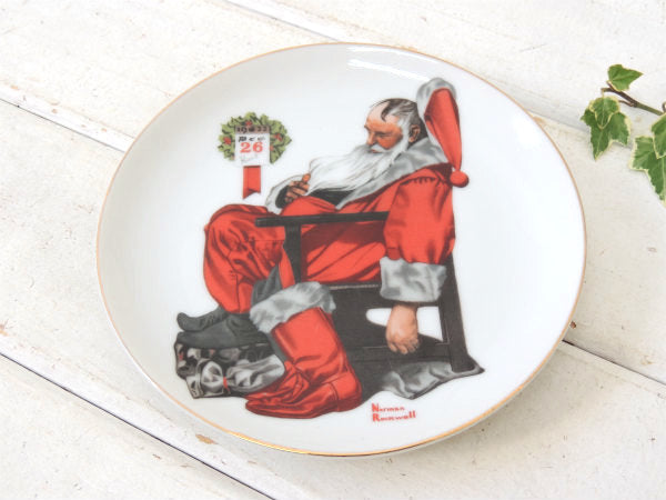 【ノーマンロックウェル】クリスマス・サンタ柄・陶磁器製・ヴィンテージ・絵皿/コレクタープレート