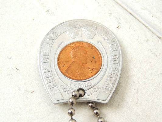 【GOOD LUCK・グッドラック】1954年コイン・ヴィンテージ・キーホルダー・鍵2本付き・USA