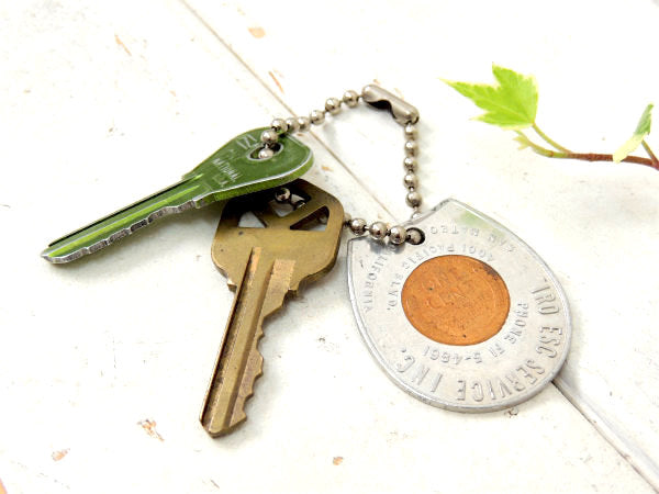 【GOOD LUCK・グッドラック】1954年コイン・ヴィンテージ・キーホルダー・鍵2本付き・USA