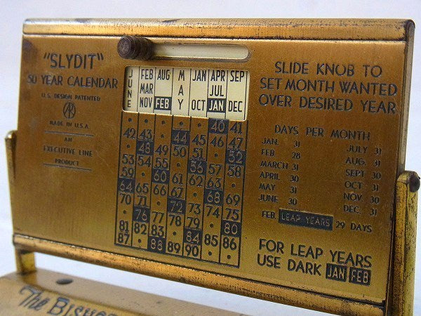ノベルティ・真鍮製・アンティーク・卓上・デスクカレンダー　USA