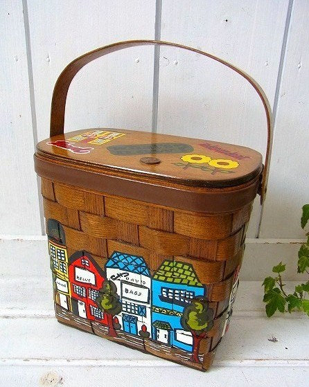 【Caro-Nan】1982年・木製アンティーク・カロナンバスケット/カゴバッグ/ハンドバッグ