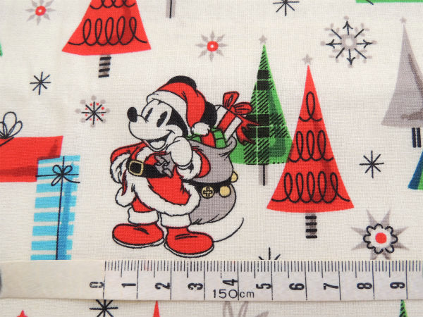 【ミッキー&ミニー】ヴィンテージサンタ柄・クリスマス・コットン・生地/ファブリック/リメイク