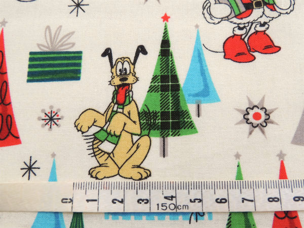 【ミッキー&ミニー】ヴィンテージサンタ柄・クリスマス・コットン・生地/ファブリック/リメイク