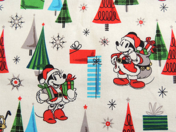 【ミッキー&ミニー】ヴィンテージサンタ柄・クリスマス・コットン・生地/ファブリック/リメイク