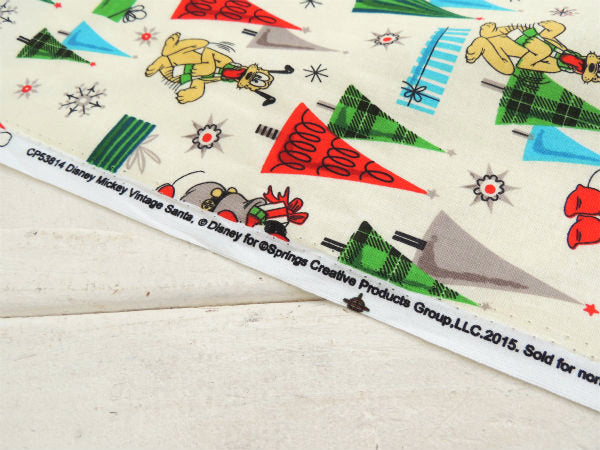 【ミッキー&ミニー】ヴィンテージサンタ柄・クリスマス・コットン・生地/ファブリック/リメイク