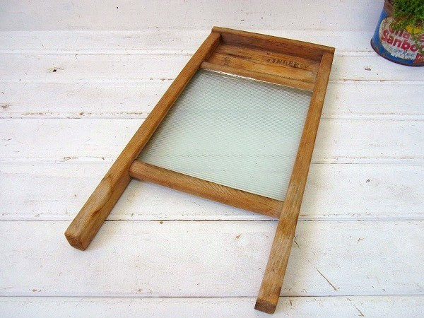 【ナショナル】木製×ガラス製・アンティーク・ウォッシュボード/洗濯板　USA