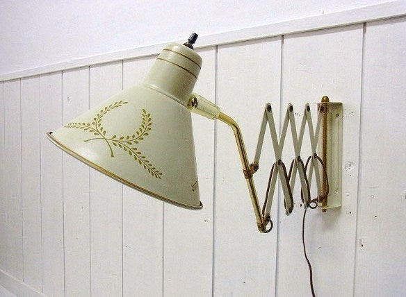 ローレル柄・アンティーク・シザースランプ/アトリエランプ/照明　USA