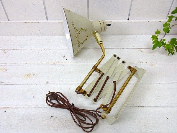 ローレル柄・アンティーク・シザースランプ/アトリエランプ/照明　USA