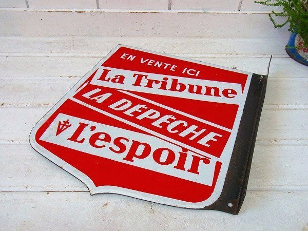 フランス 新聞社 La Tribune&LA DEPECHE アンティーク・ホーロー サイン・看板