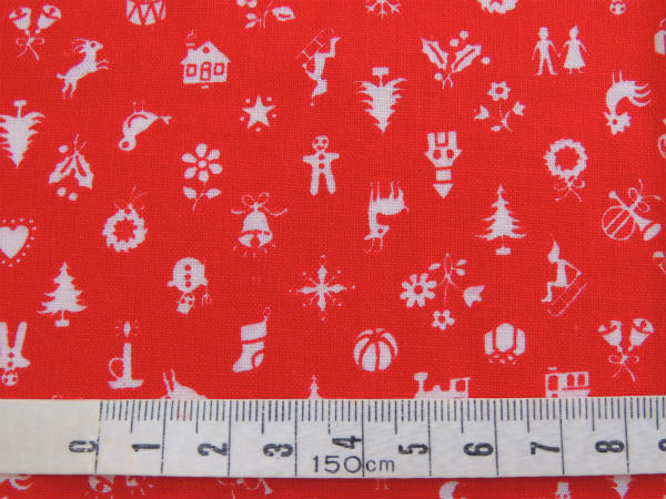 USA・小さなクリスマス柄・デッドストック・ヴィンテージ・ファブリック/生地/はぎれ
