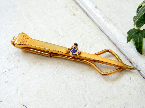 Freemasonry フリーメイソン シンボルマーク 装飾 ヴィンテージ ネクタイピン タイバー ゴールド