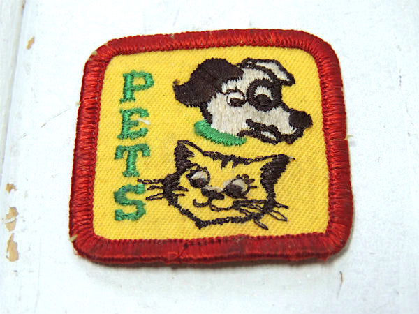 【PETS・ドッグ&キャット】アニマル・ヴィンテージ・刺繍・ワッペン・犬・ネコ柄・パッチ