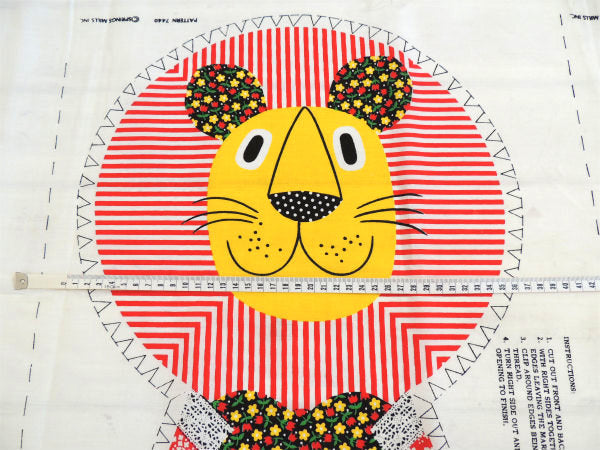 パッチワーク柄・ライオン・ピロードール・デッドストック・ヴィンテージ・パネル生地/ファブリック