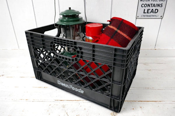 【Dean Foods】ビッグサイズ・ブラック・プラスティック製・ビンテージ・ミルクケース・コンテナ