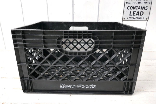 【Dean Foods】ビッグサイズ・ブラック・プラスティック製・ビンテージ・ミルクケース・コンテナ