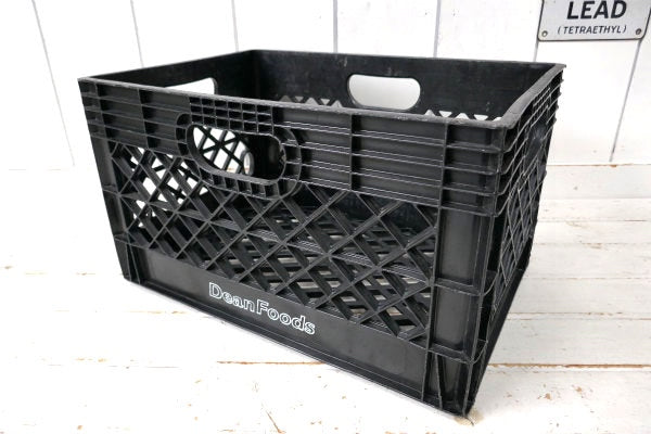 【Dean Foods】ビッグサイズ・ブラック・プラスティック製・ビンテージ・ミルクケース・コンテナ