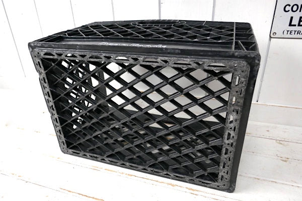 【Dean Foods】ビッグサイズ・ブラック・プラスティック製・ビンテージ・ミルクケース・コンテナ